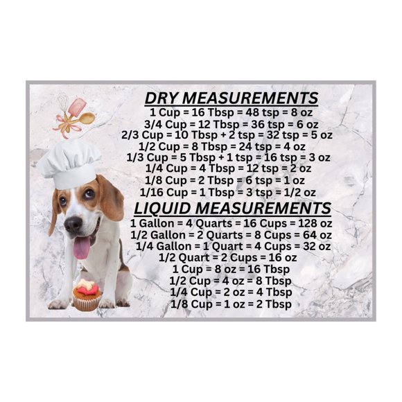 Beagle Dog Measuring Chart Magnet Kitchen Baking Guide - Picture 1 of 1